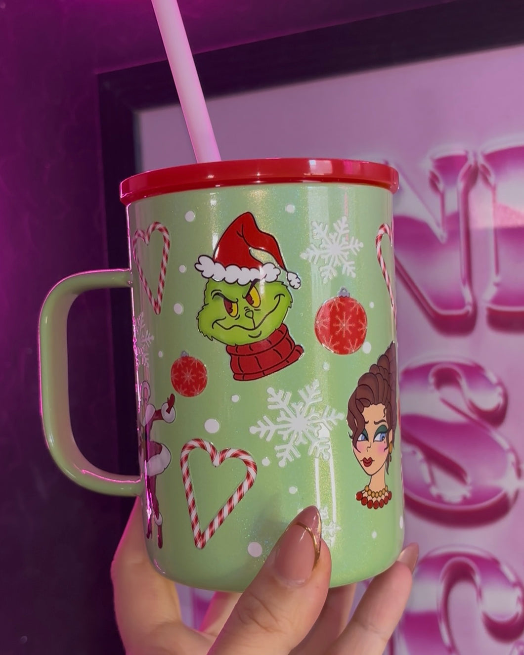Grinchy Glass Mug
