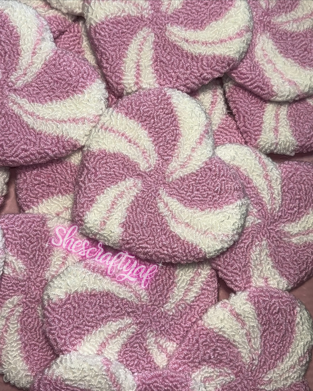 Pink Peppermint Heart Rug Coaster