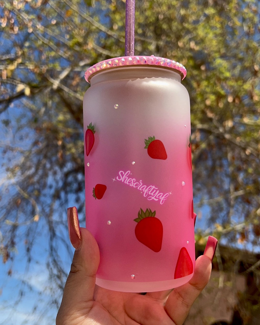 Pink Drink Glass Can